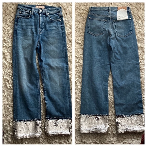7 FAM Sequin Bottom Jeans Sz 25 NWT - Picture 3 of 6